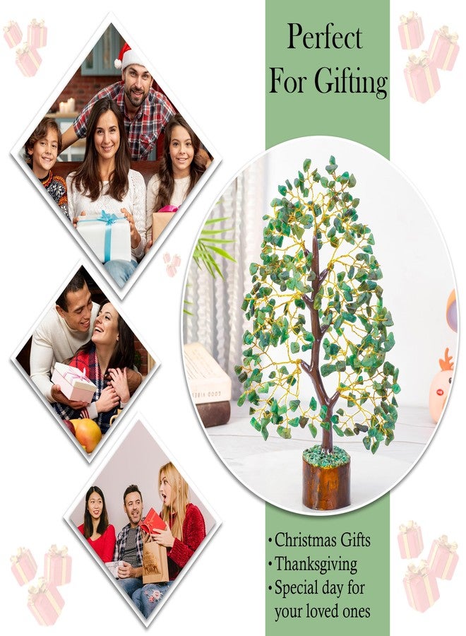 HindCraft Green Aventurine Crystal Tree Good Luck Showpiece for Home Decor Items Crystals Gemstones Bonsai Money Tree for Good Luck, Decoration Gift Item, Golden Wire, 10-12 inch - Image 4